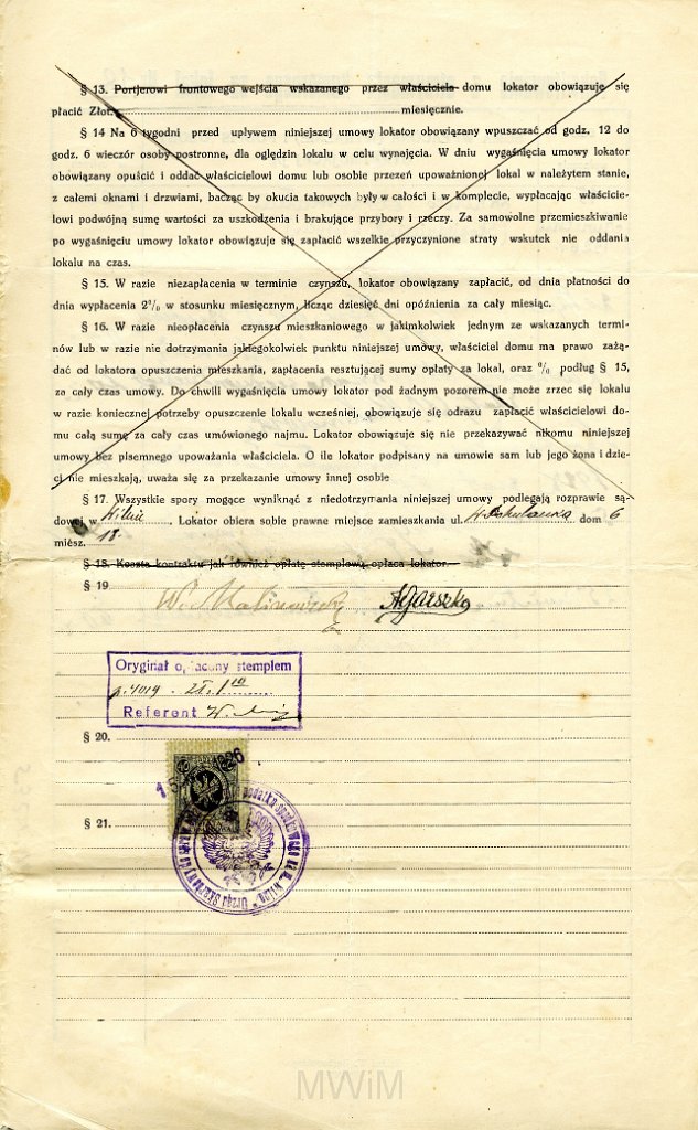 KKE 5685-11.jpg - Dok. Umowa Najmu lokalu miedzy Wincentym Malinowskim a Antonim Graszko, Wilno, 20 IV 1924/1925/1926/1927/1929 r.